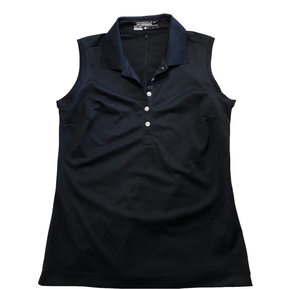 Nike Golf Tour Performance Dri-Fit Black Sleeveless Polo Women Shirt Medium